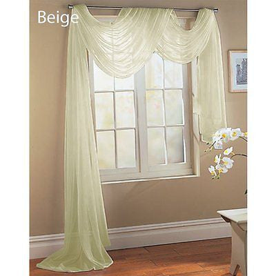 SHEER VOILE 216" WINDOW SCARF IVORY BONE BEIGE - Brown's Linens and Window Coverings