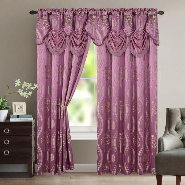 2 AURORA CURTAIN PANELS WITH ATTACHED AUSTRIAN VALANCE 84 inches long ...
