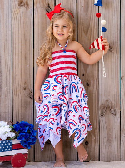 Mia Belle Girls US Flag Handkerchief Dress