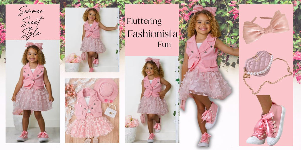 Pink Butterfly Skirt 3PC Set Summer Style Guide | Mia Belle Girls Blog