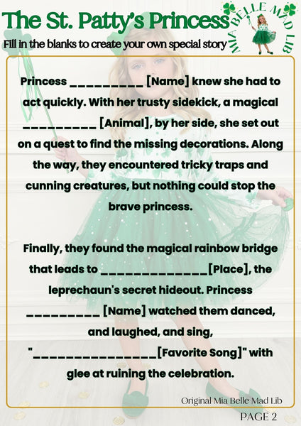 Mia Belle Mad Libs: St. Patrick's Day Princess | Mia Belle Girls Blog