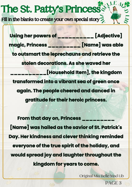 Mia Belle Mad Libs: St. Patrick's Day Princess | Mia Belle Girls Blog
