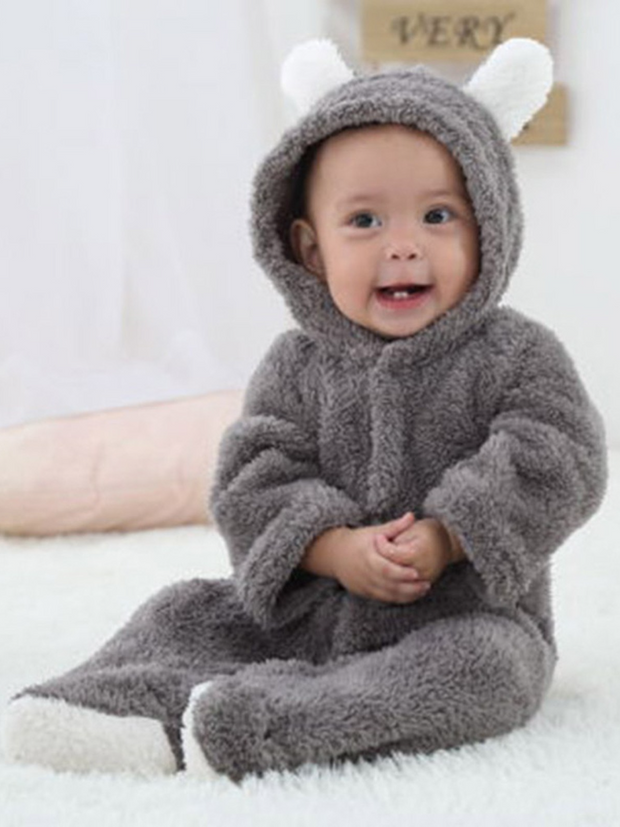 Baby Little Teddy Bear Fleece Onesie - Mia Belle Girls