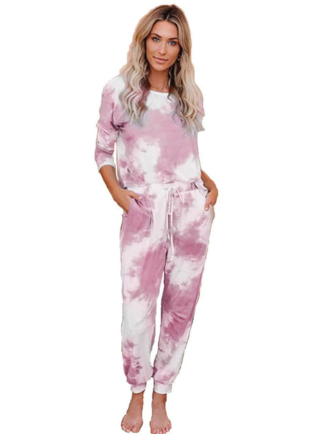 Women's Tie Dye Two Piece Lounge Top and Jogger Pants Set – Mia Belle Baby