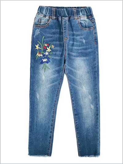 Flower Lace Hem Jeans