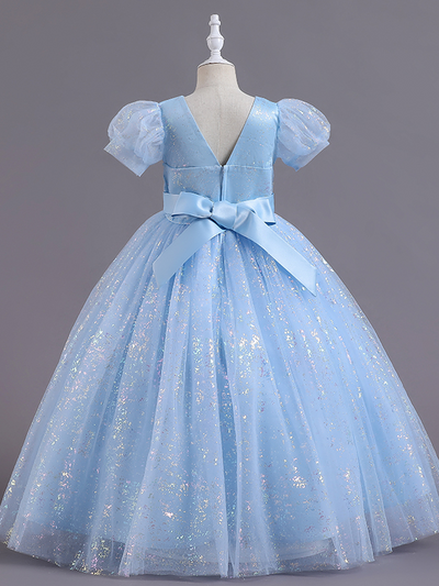 Blue Holographic Gown | Little Girls Formal Dress - Mia Belle Girls