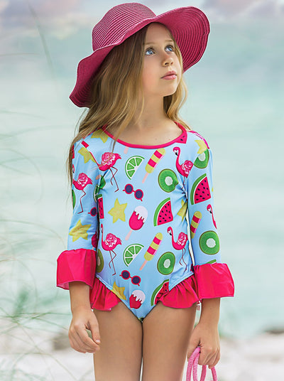 Baby Girls' Long Sleeve Colorblock Rashguard One Piece Swimsuit - Cat &  Jack™ Green 12M