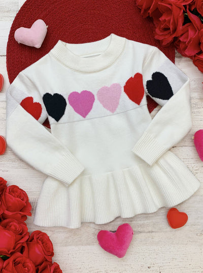 Toddler Valentine's Day Tops  Little Girls Heart Fuzzy Yellow Sweater –  Mia Belle Girls