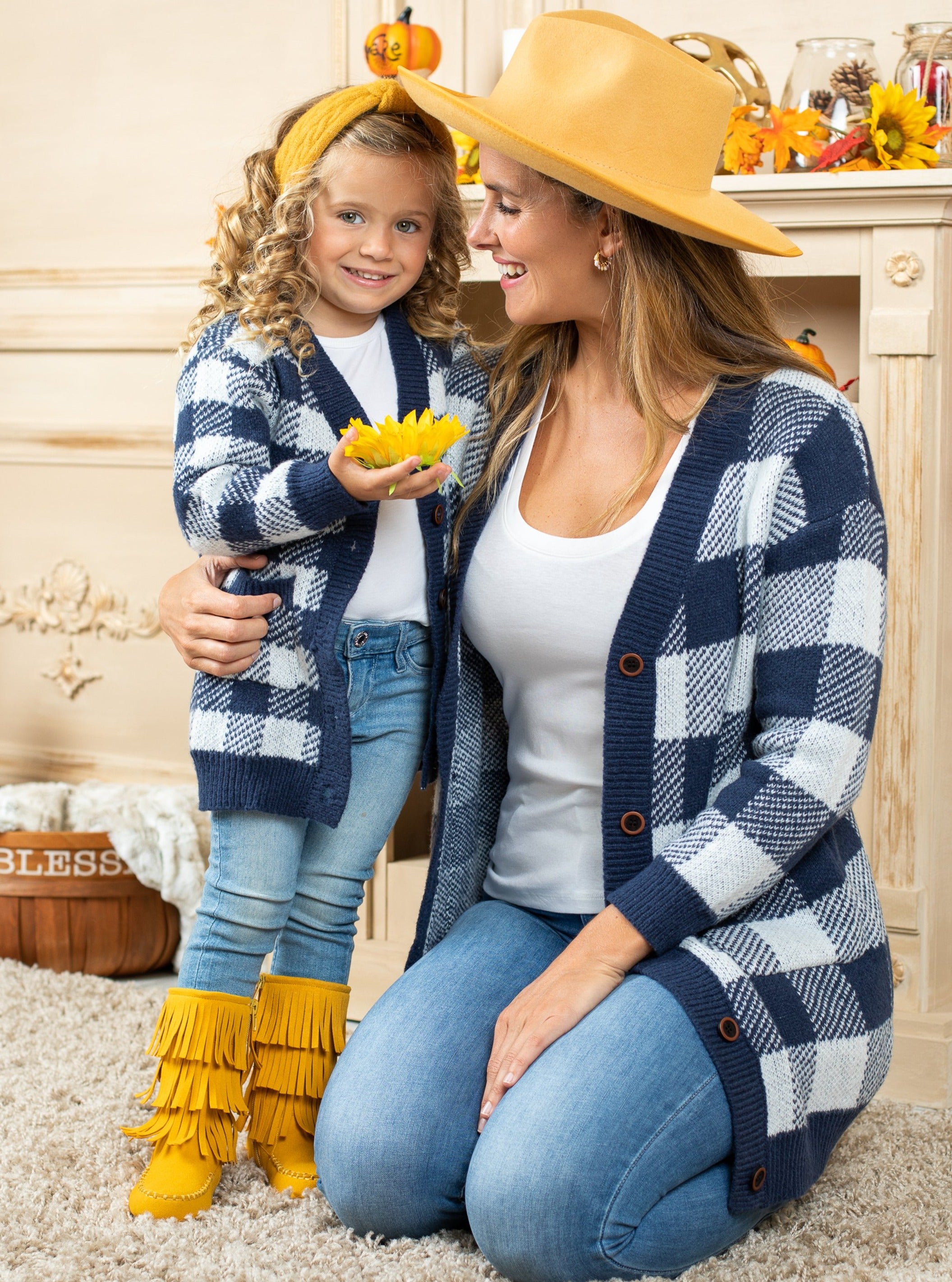 Image of Mommy & Me Falling Leaves Oversized Cardigans