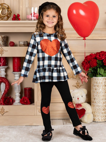 Girls Valentine's Day Outfit  Girls Sequin Heart Tunic And Legging Set –  Mia Belle Girls