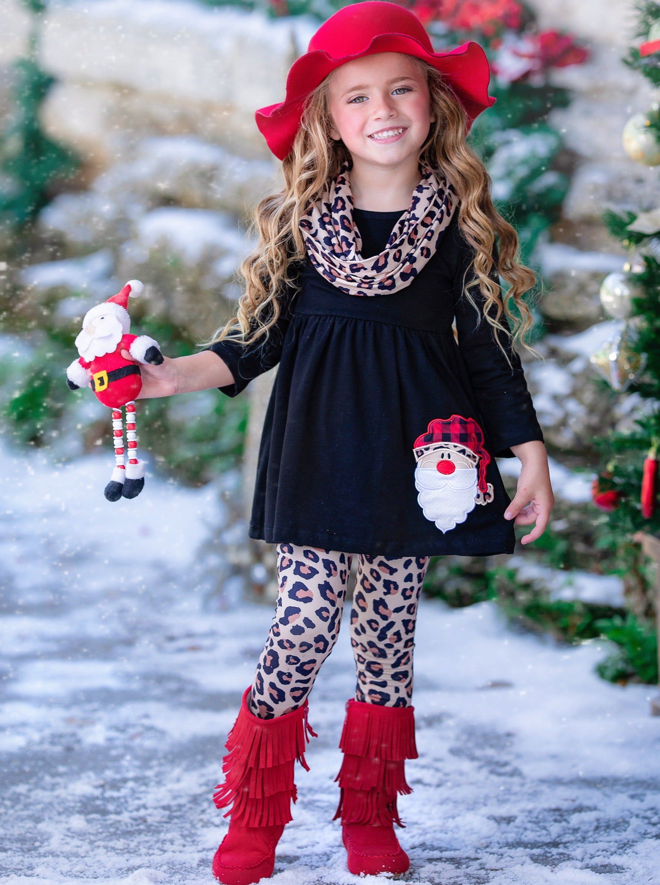 Image of Wild For Santa Tunic, Scarf, & Legging Set