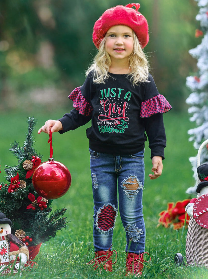 Image of Lover Of Christmas Patched Jean Set