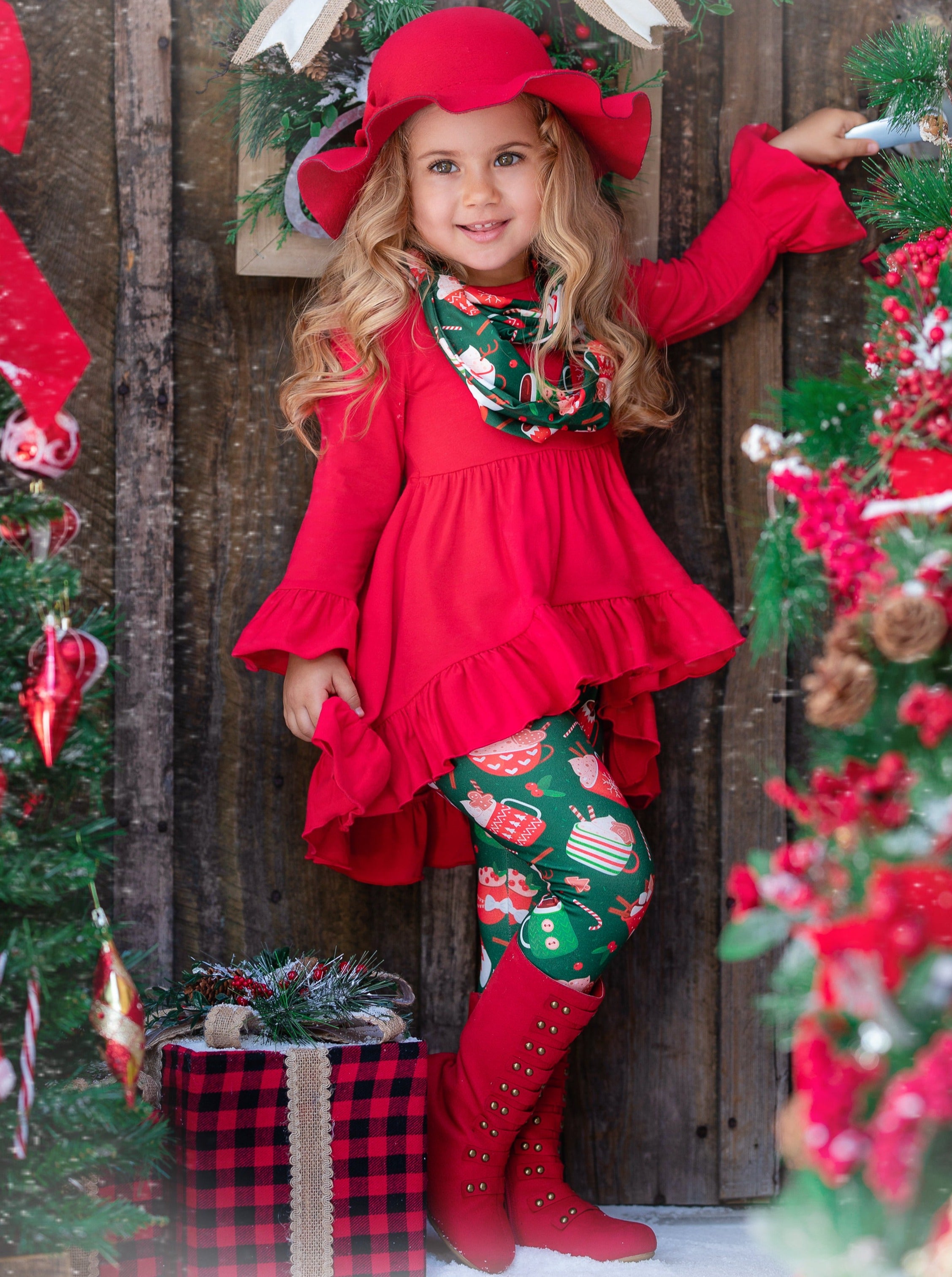 Image of Hot Cocoa & Holiday Mugs Tunic, Scarf, & Legging Set