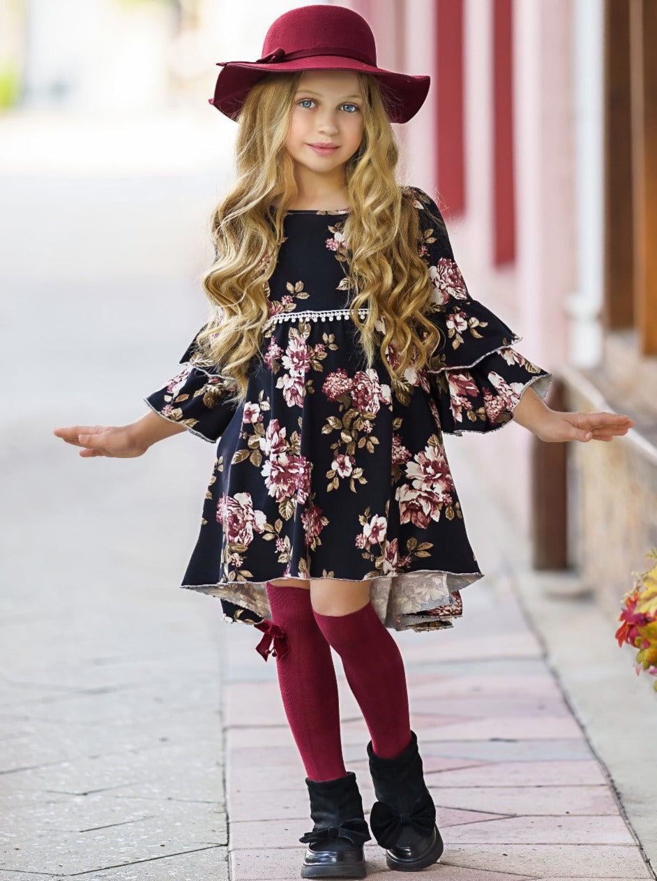 Image of Better In Black Floral Hi-Lo Dress