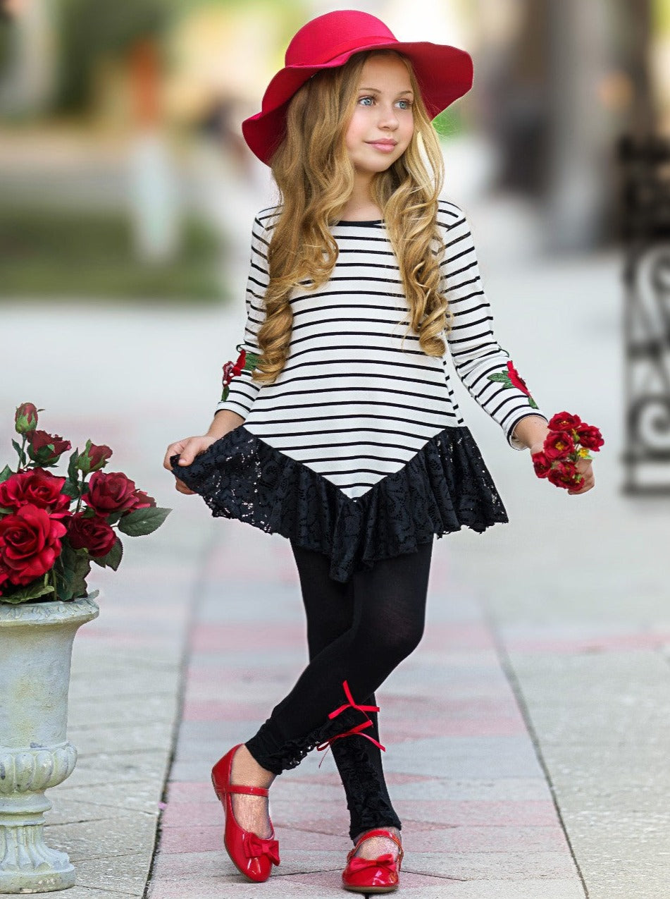 Image of How Romantic Lace Trim Tunic & Legging Set