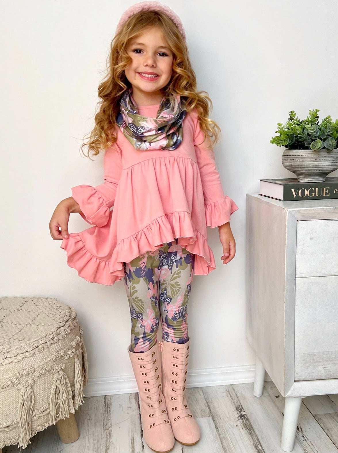 Image of Camo Butterfly Cutie Tunic, Legging & Scarf Set