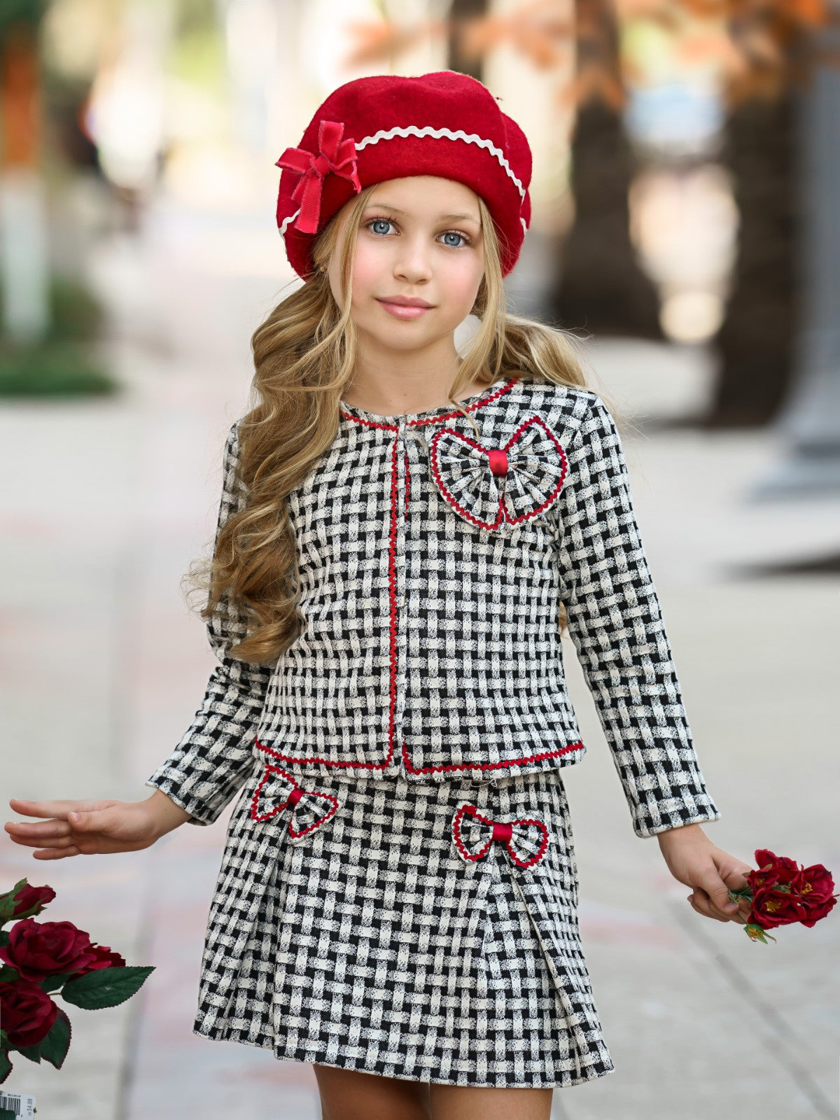 Image of Attention Please Plaid Blazer & Pleated Skirt Set