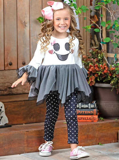 Girls Halloween Apparel  The Boo Crew Top, Sparkle Tutu & Legging Set –  Mia Belle Girls