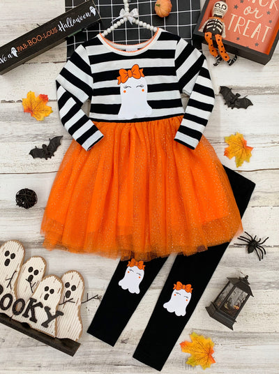 Girls Halloween Apparel  The Boo Crew Top, Sparkle Tutu & Legging Set –  Mia Belle Girls