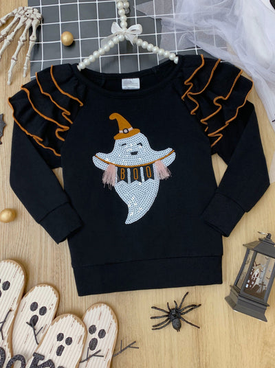 Girls Halloween Apparel  Toddlers Ghost Sweater & Sequin Legging Set – Mia  Belle Girls