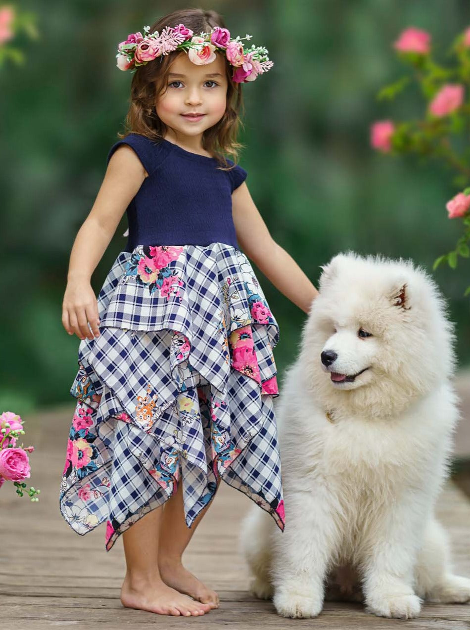 Image of Covered In Plaid Smocked Handkerchief Dress