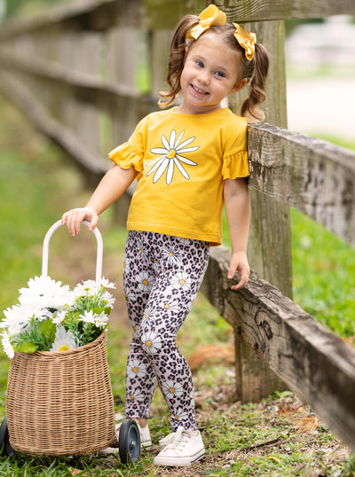 Girls Easter Squad Bunny Print Top and Ruffled Skirt Set