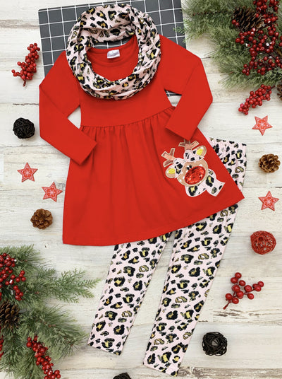 Sassy Santa Tunic, Plaid Scarf And Legging Set