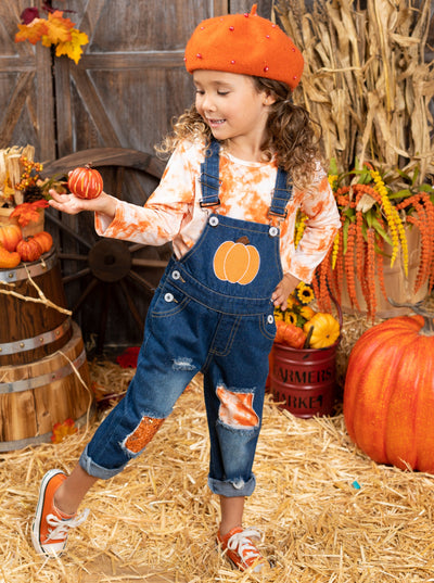 Girls Pumpkin Top, Denim Shorts & Legging Set - Mia Belle Girls