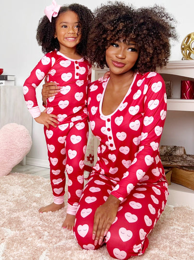 Mommy and Me Matching Pajama, 2 Piece Sleepwear Set Valentine's Day Themed