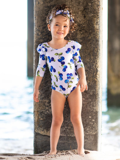 Little Girls Ruffled Rash Guard One Piece Swimsuit - Mia Belle Girls