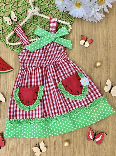 Toddler Spring Dresses | Girls Watermelon Sleeveless Pinstripe