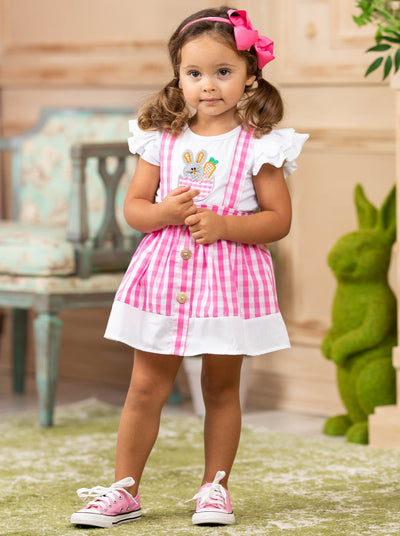 Girls Easter Squad Bunny Print Top and Ruffled Skirt Set