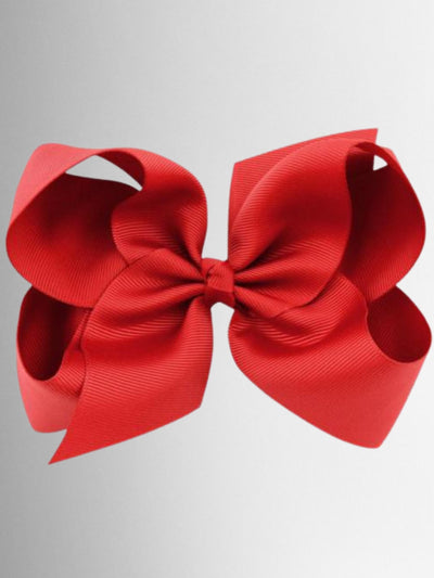 Girls Red 8 inch Large Ribbon Hair Bow with Alligator Clip