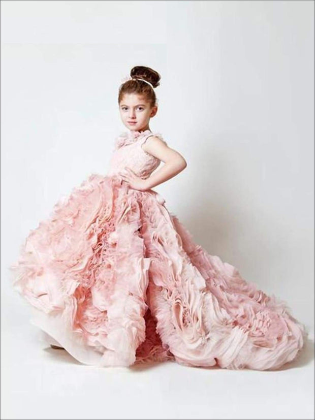 girls pink ruffle dress