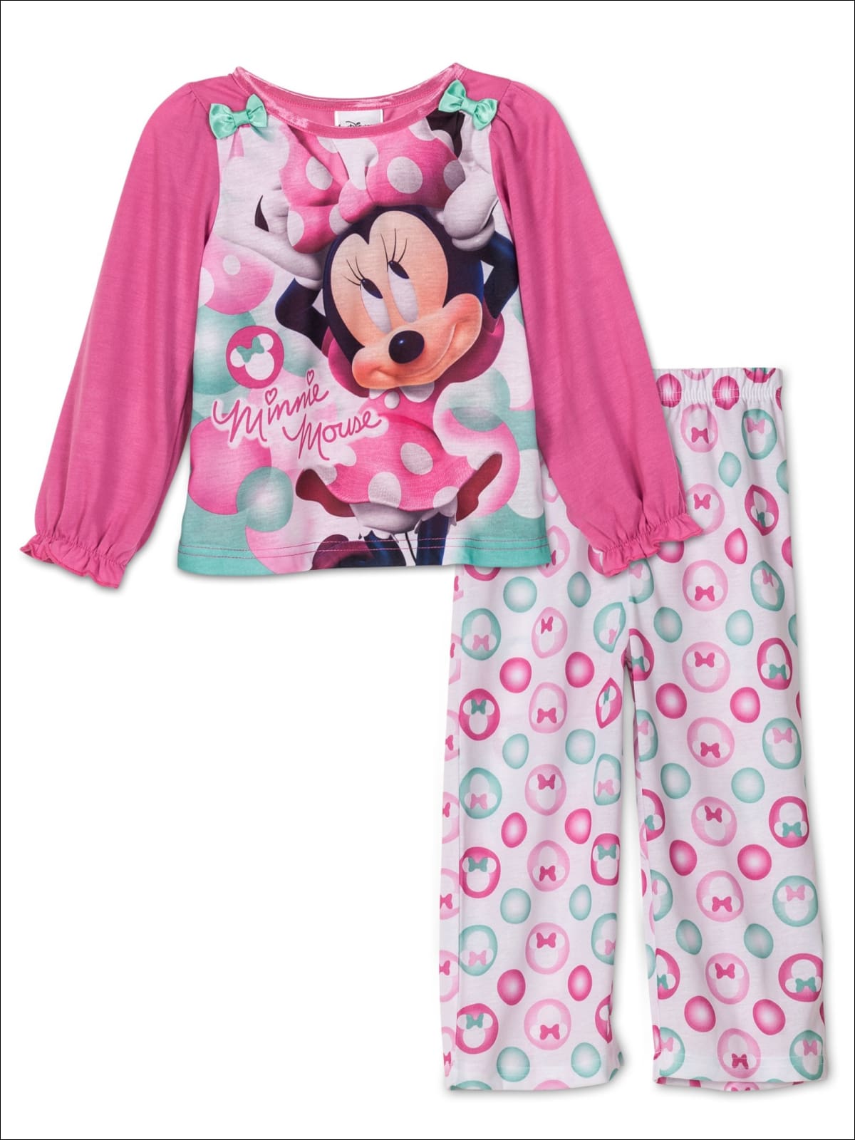 Disney Minnie Mouse Women's 2 Piece Pajama Set Varsity Tee