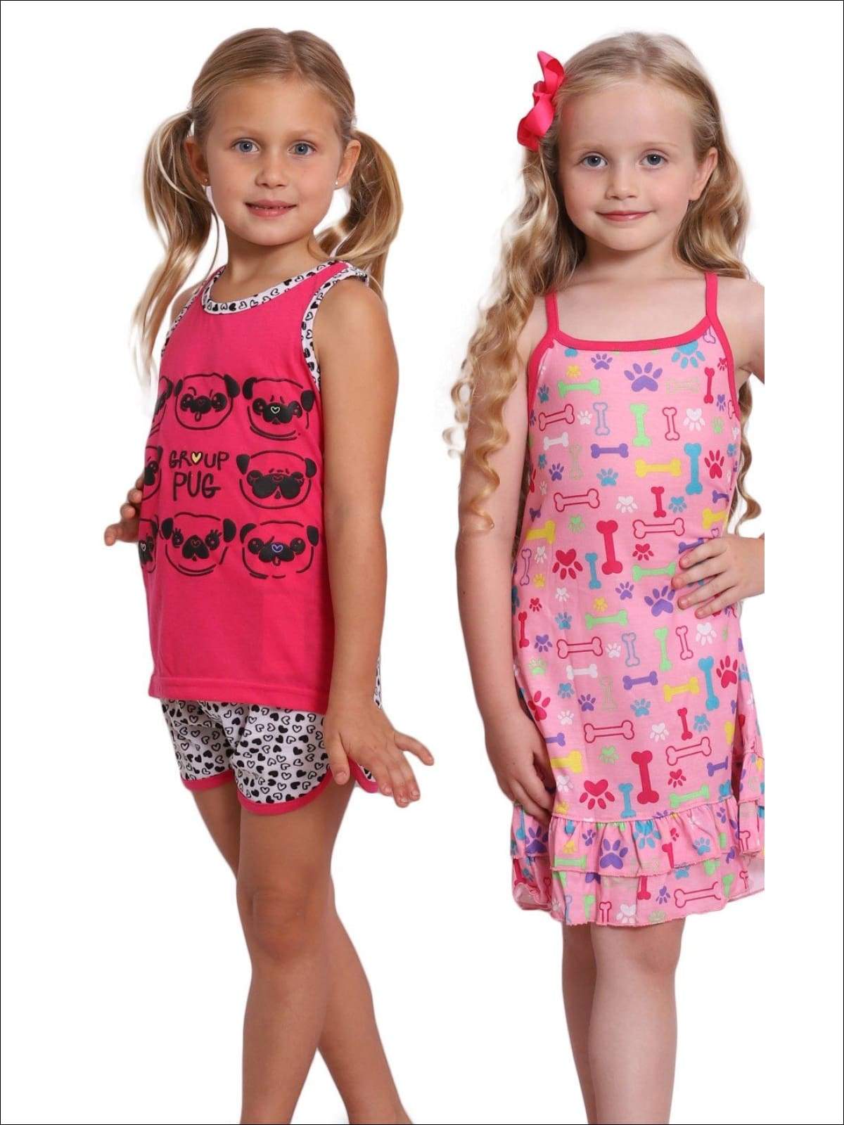 girls shorts pajama set, girls pajamas