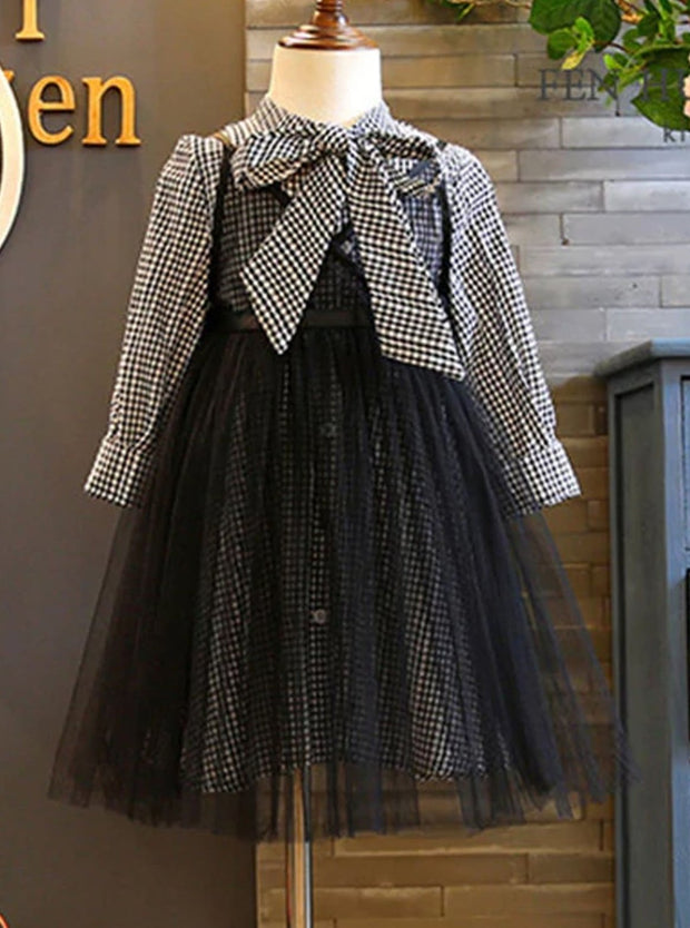 girls black gingham dress