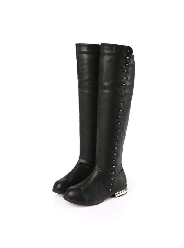 Girls Black Gold Studded Knee High Boots By Liv And Mia Mia Belle Girls