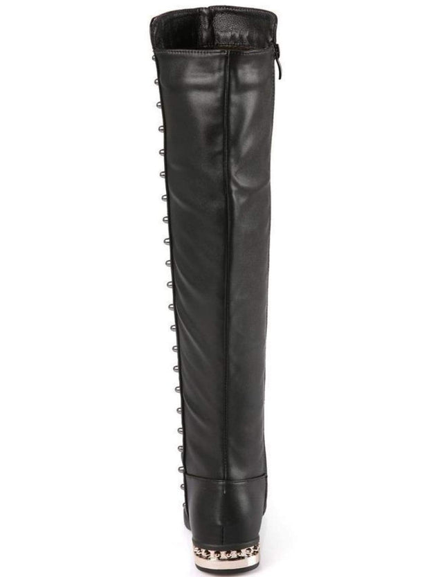 Girls Black Gold Studded Knee High Boots By Liv And Mia Mia Belle Girls