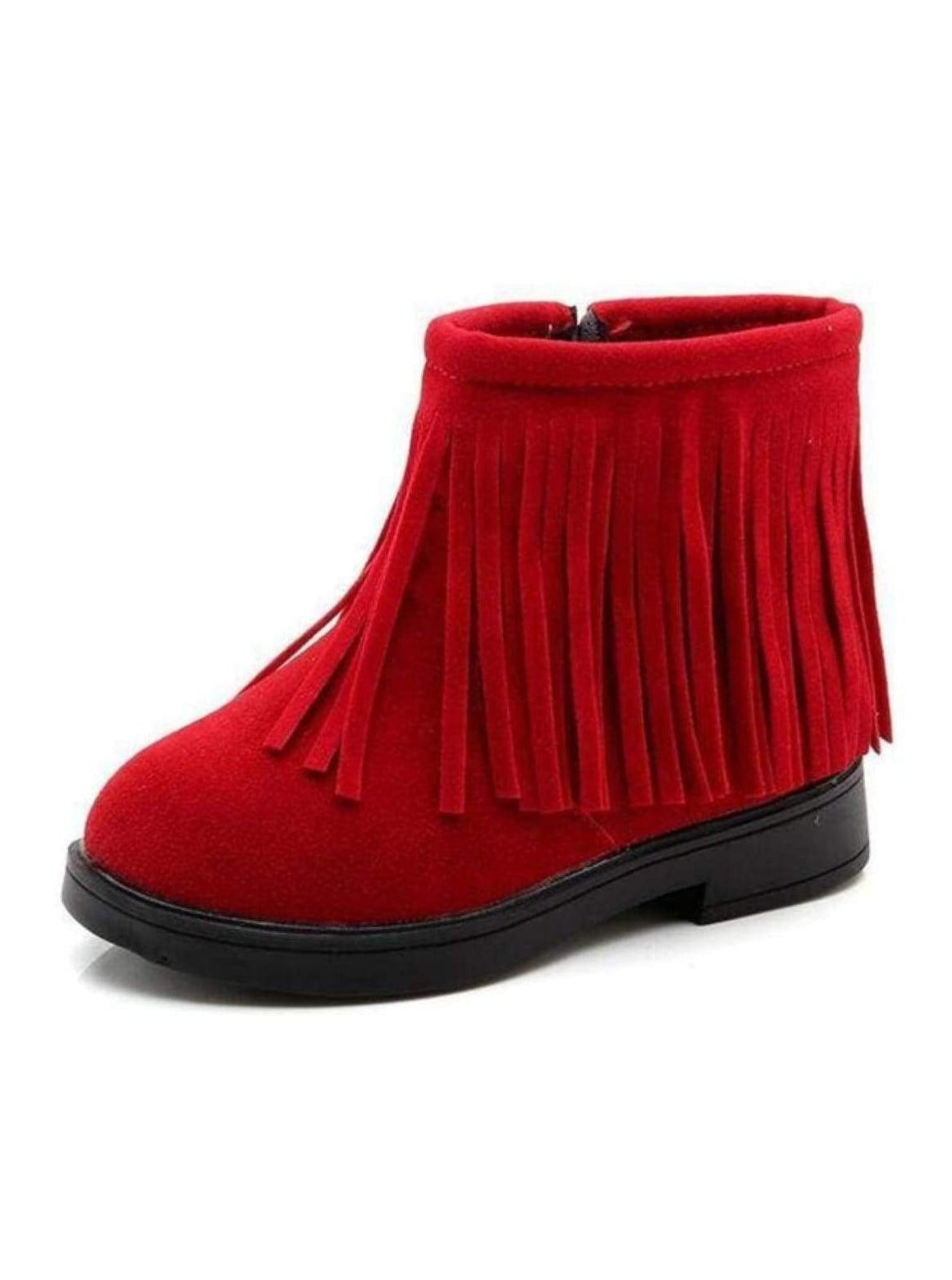 Girls Bohemian Suede Fringe Ankle Boots 