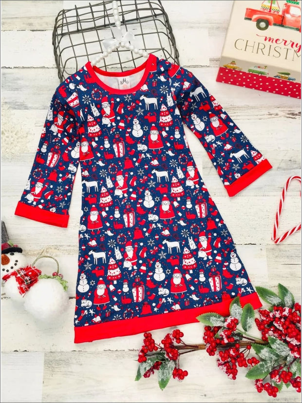 girls christmas print dress