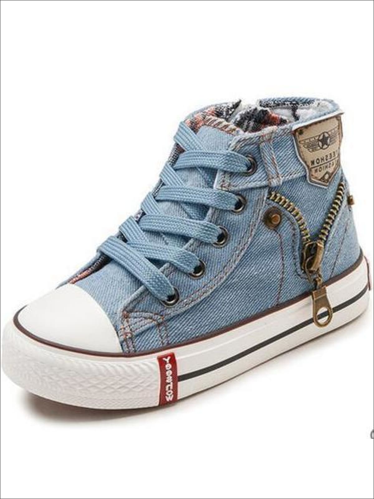 Denim High Top Trainers, KIDLY Label Shoes & Trainers, Blue, EU 30