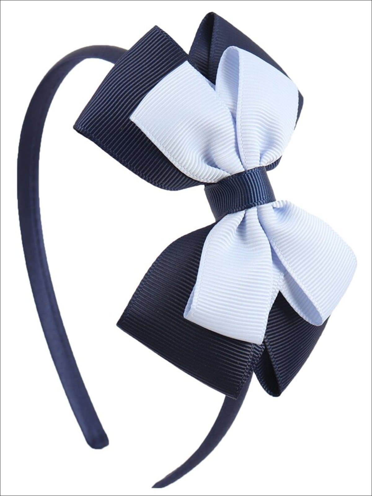 Navy Blue Floral Dainty Bow Headband – Sun & Lace