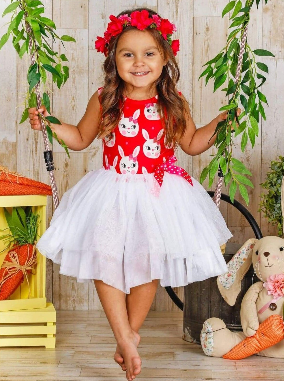 Girls Boutique Easter Dresses  Sleeveless Bunny Print Tutu Dress – Mia  Belle Girls