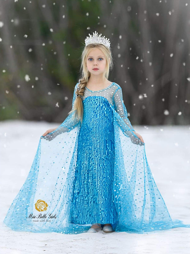 Girls Elsa from Frozen Inspired Halloween  Costume Dress  