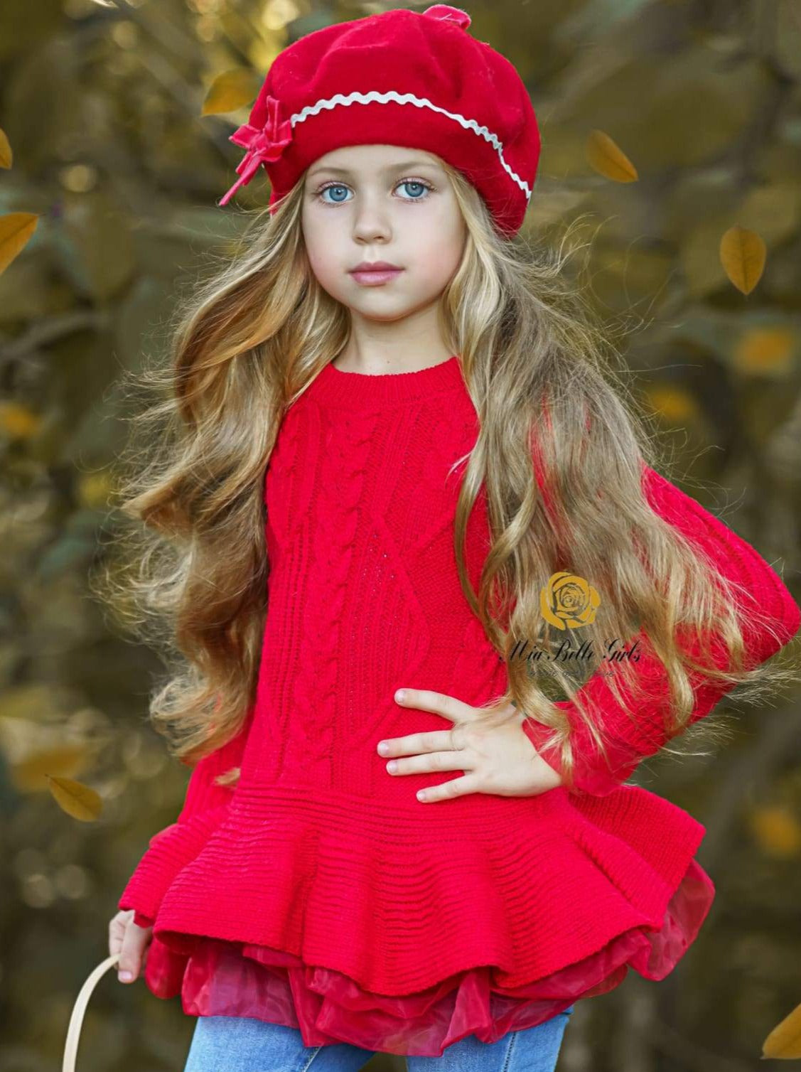 Girl Sweaters, Red Cable Knit Peplum Tutu Sweater