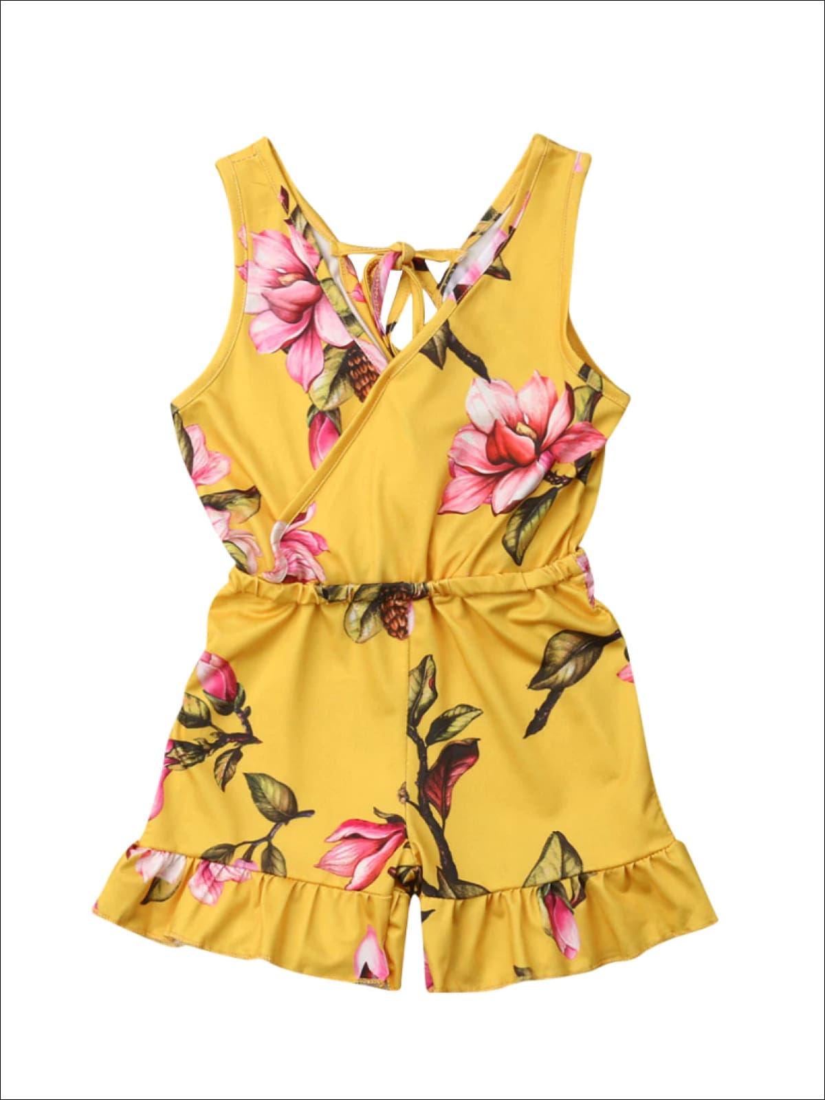 Mia Belle Overseas Fulfillment Resort Ready Girls Outfits | Toddler Floral Crop Top & Shorts Set Yellow / 6Y