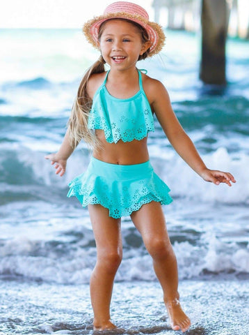 Seashore Ruffles Top, Teal