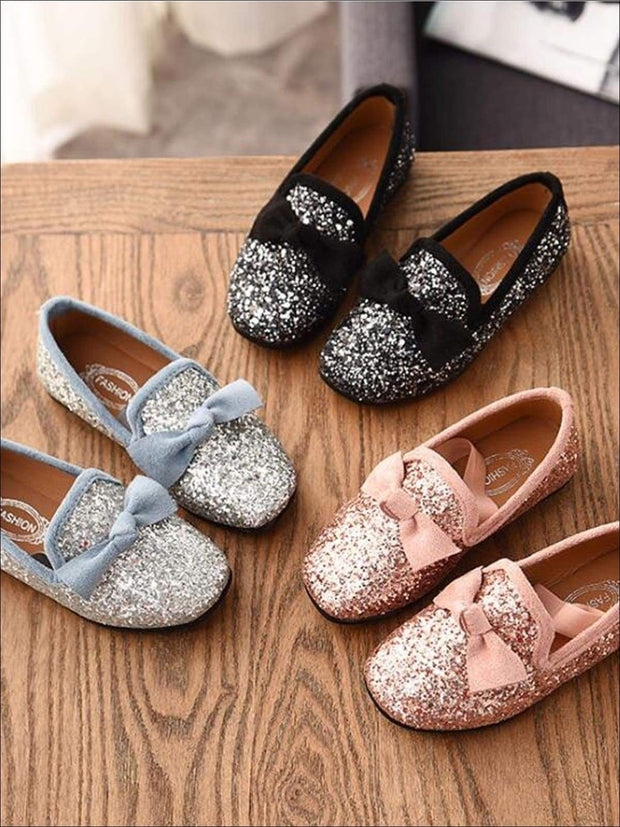 glitter bow shoes