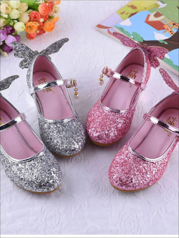 girls pink glitter pumps